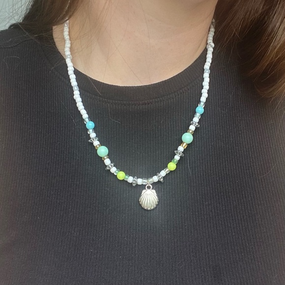 Night & Day Beaded Necklaces 2fer Set White Dark Seashell Star Silver Pendant - Picture 10 of 13